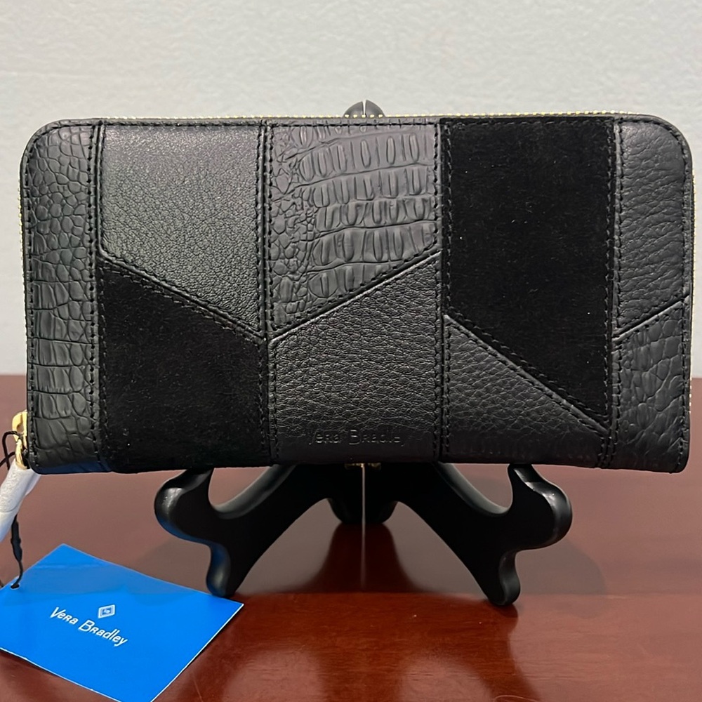 Vera Bradley RFID Georgia Wallet Black Genuine Leather